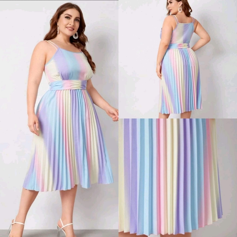 Plus Ombre Pleated Hem Cami Dress